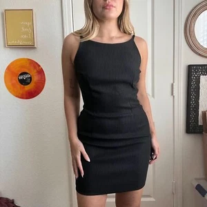 Vintage 90er Y2K All That Jazz schwarz Nadelstreifen Corp Core Kleid Gr. 7/8 - Bild 1 von 4
