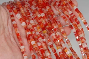 4MM  AGATE GEMSTONE SQUARE CUBE LOOSE BEADS 14" - Picture 1 of 4