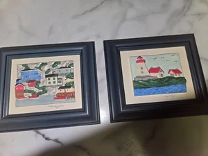 2er Set 7"x 6" gerahmt, signiert Tiefrelief, Keramikbilder von Mario Cyr (1995) - Bild 1 von 9