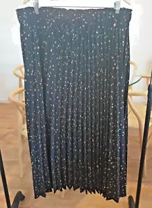 City Chic Pleat Maxi Skirt Black Orange Dot Pattern Size L - Foto 1 di 11