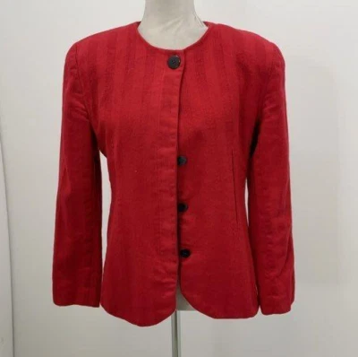 Blazer Christian Dior Vintage Rojo 100% Lana Talla 10 Hecho en EE. UU. Foto 1 de 4