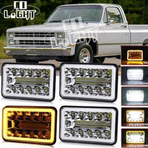 4PCS 4x6" LED Headlights Hi/Lo Beam DRL For Chevy C10 C20 Pickup Truck 1980-1986 - Picture 1 of 9