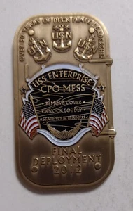 USS ENTERPRISE FINAL DEPLOYMENT 2012 CPO MESS  COIN MEDALLION :FFM24-2 - Picture 1 of 2