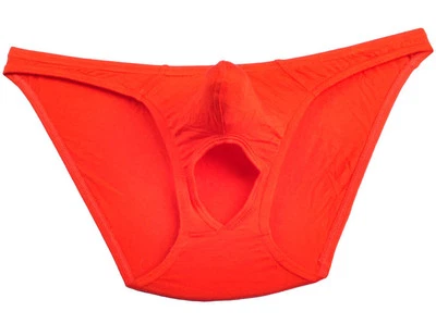 Calzoncillos modales para hombre ropa interior bolsa abultada tuercas bikini bolas agujero calzoncillos calzoncillos Foto 1 de 4