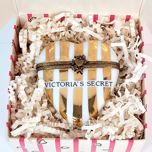 Victoria's Secret Limoges Corazón Baratija Caja Oro Firma Coleccionables Rochard - Imagen 1 de 14