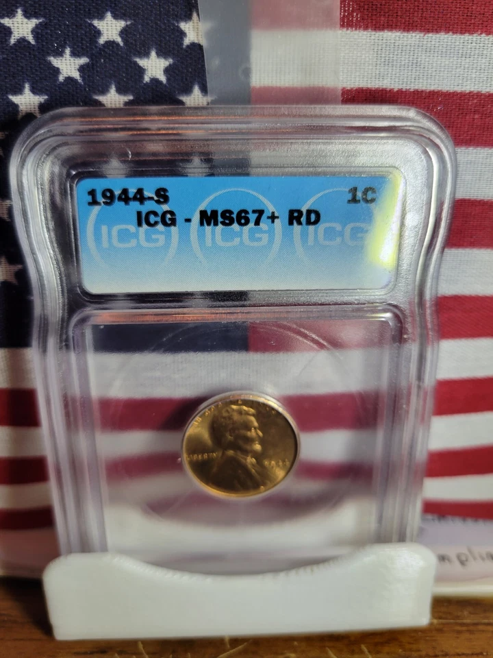 1944-S Lincoln Wheat Cent  ""ICG MS 67+ RD""  (PCGS Val. $1050)  **World War 2* - Image 1 of 4
