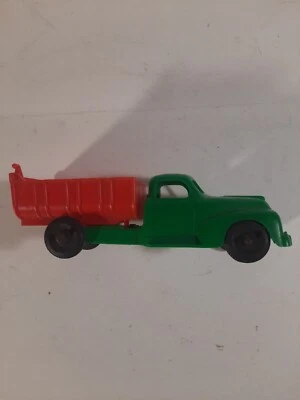Vintage 1950's Hubley GMC Plastic Dump Truck Green Yellow Plastic #320 - Image 1 of 4