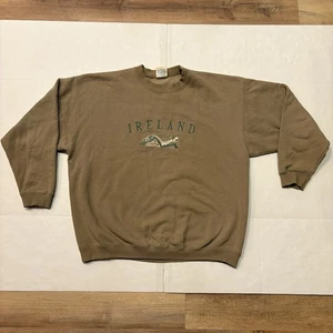 Ireland Pullover Mens XXL 2XL Beige Sweater Sweatshirt Gildan Heavyweight Active - Picture 1 of 12