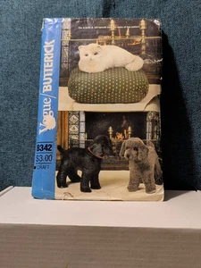 Vintage 1980s Vogue/Butterick 8342 Pattern | Realistic Stuffed Dog & Cat | Uncut - Picture 1 of 24