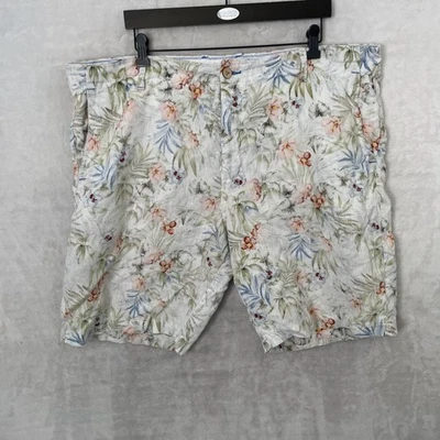 Tommy Bahama Hombres Chino Hawaiano Pantalones Cortos Blanco Floral 42 Lino Botón Cremallera Bolsillos Foto 1 de 4