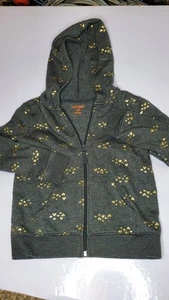 Cat and Jack Zip Up Hoodie Grey With Gold Hearts Size Small - Picture 1 of 8