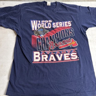 Camisa Vintage Atlanta Braves 1995 Serie Mundial Campeones Hombre XL Azul Foto 1 de 4
