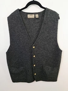Structure Vintage Men's Gray 100% Wool Sweater Vest Medium Button-up - Picture 1 of 4