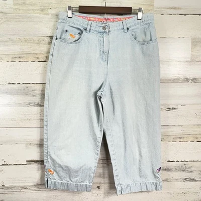 Christopher & Banks 牛仔裤卡普里裤女式 12 刺绣人字拖 — 第 1/4 张图片