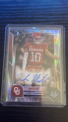 2025 Topps Bowman Chrome U John Mateer Stealth On Card Auto 1st Bowman - Image 1 of 2