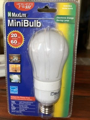 Maxlite Minibulb Warm White Bulb SKB20EA  20 Watt -Energy Star - Image 1 of 4