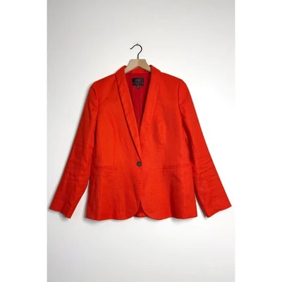 J. CREW Parke Blazer in Stretch Linen Brilliant Sunset Red Workwear size 10 - Image 1 of 4