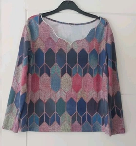 Blue & Pink Long Sleeve Top Size M - Picture 1 of 3
