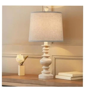 BOBOMOMO Resin 20.5" Farmhouse Lamps for Bedrooms Retro Side Table Lamps Bedside - Picture 1 of 7