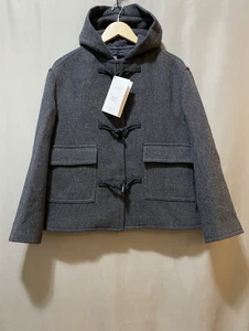 NWT ZARA MANTECO Women Hooded Italian Wool Blend Short Duffel Coat Size M Gray - Picture 1 of 23