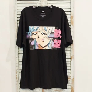 ANIME GIRL JAPANESE ART KAWAII T-SHIRT Herren XXL Schwarz Grafik Kanji Waifu Tee - Bild 1 von 5