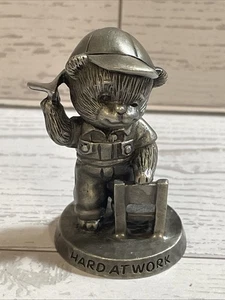 Avon 1983 Bear Pewter Figurine Hard at Work Vintage 2" Collectible Retired - Picture 1 of 4