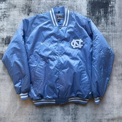 Vintage North Carolina Tar Heels Jacket Mens XL Nike Satin Puffer Coat Bomber - Image 1 of 4