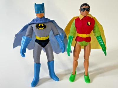 Vintage 1974 Mego 8" Batman and Robin - Type 2 Bodies - w Repro Stickers/Gloves - image 1 of 4