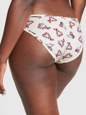 Victoria's Secret ROSA - M Braguita de Bikini de Algodón Acanalado - Bastón de Caramelo Navidad Mediana Foto 1 de 3