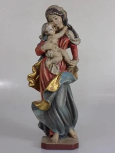 SANTA MARÍA CON NIÑO CORAZZA MERAN TIROL DEL SUR MADERA TALLADA MONTURA SIGLO XX - Imagen 1 de 1
