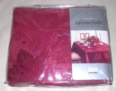 NEW Martha Stewart Maroon Burgundy 52x70" Tablecloth Decorated Scroll Rectangle - Image 1 of 4