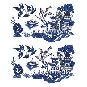 Calcomanías de cerámica de tobogán acuático con rectángulos de porcelana de sauce azul - Imagen 1 de 4