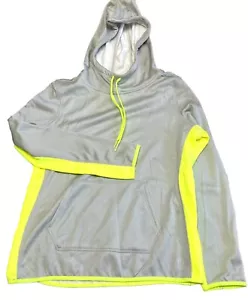 Gray Hoodie W/ Neon Yellow Trim Size Large 12-14 Danskin Now Zip Up - Picture 1 of 6
