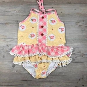 Swoon Baby Swim Suit Size 8 Yellow with roses - Picture 1 of 5