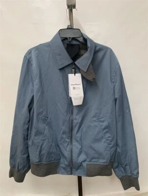 Salvatore Ferragamo 男式 Chambray / Sparrow 羊毛 / 聚酯轰炸机 50 码 — 第 1/4 张图片