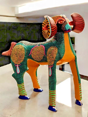 Antonio Mandarin RAM Alebrije Hand Crafted Oaxacan Wood Carving - Oaxaca, Mexico - Image 1 of 4