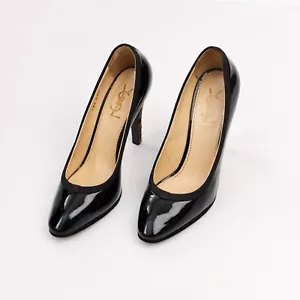 Yves Saint Laurent YSL Pumps Black Patent Leather Heels Size EU 39 / US 9 - Picture 1 of 6