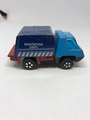 Vintage Playart Garbage Truck Die Cast Sanitation Dept. Blue Hong Kong 2.5” - Image 1 of 4