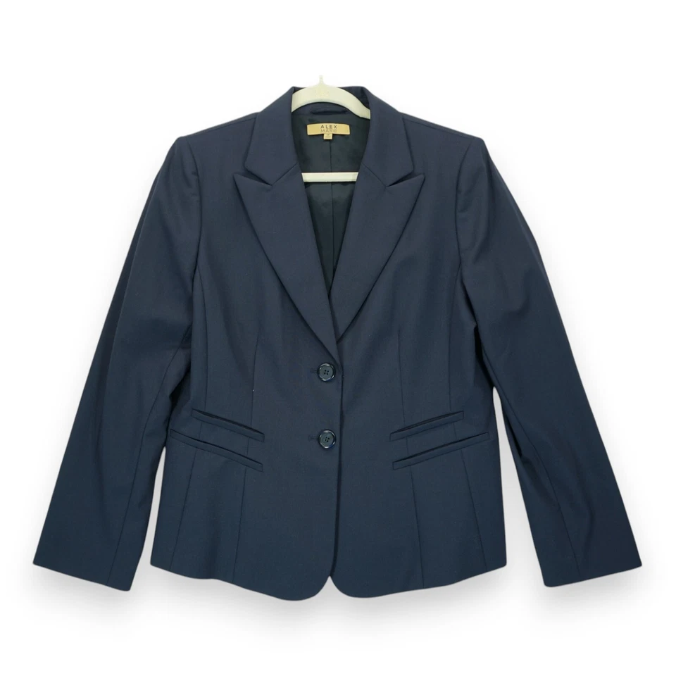 Blazer feminino novo com etiquetas Alex Marie Portofino azul marinho estilo 2 botões tamanho 14 MSRP $169 - Imagem 1 de 4