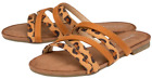 Dunlop Strap Sandals Open Toe Sliders Tan Leopard Print Summer Slides Flat Shoes