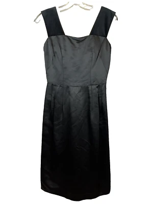 Vestido Dolce Gabbana Negro Satinado Lápiz Hasta la Rodilla Terciopelo Correas Talla 38 IT - S Foto 1 de 4