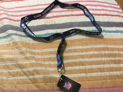 NEW W/TAG LOS ANGELES  RAMS LANYARD ID BADGE HOLDER  CLIP, KEYCHAIN/ FREE P & H! Cover