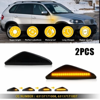 2X luz indicadora lateral LED pisca-pisca dinâmica para BMW X3 F25 X5 E70 X6 E71 E72 A - Imagem 1 de 4