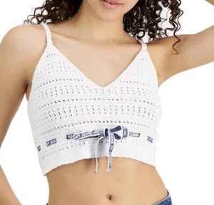 Tommy Jeans Women Crop Crochet Lined Daisy Hippie Tank Ribbon Top Size XL NWT - Picture 1 of 4