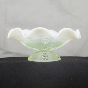 NORTHWOOD BUTTON PANELS CANARY OPALESCENT GLASS EAPG VASELINE - Picture 1 of 6