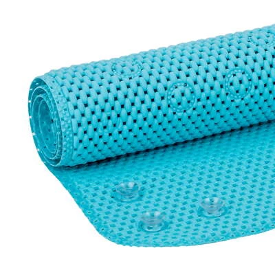 Mainstays 17" x 36" Cushioned Foam Bathtub Mat with Suction Cups, Blue - Image 1 of 4
