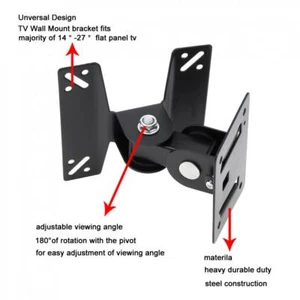 Tilt Swivel TV Wall Mount Bracket LCD LED Flat Screen 14 17 19 23 24 27'' 22LB - Picture 1 of 12