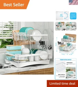 Large 2-Tier Dish Drainer with Swivel Spout - Effortless Kitchen Organization - Picture 1 of 8