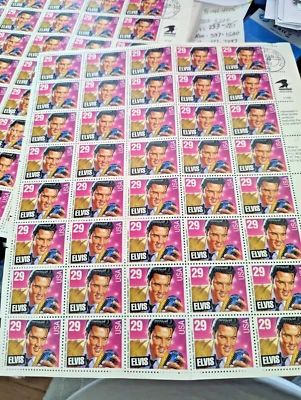 Elvis 29 cent stamp sheet of 40 STAMPED AT USPS FIRST DAY OF ISSUE mint unhinged - Image 1 of 3