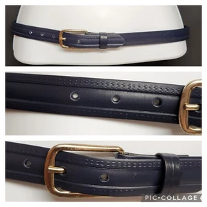 Woman's Size 6 Navy Blue Solid Pattern With Gold Plated Buckle 32" - Picture 1 of 4